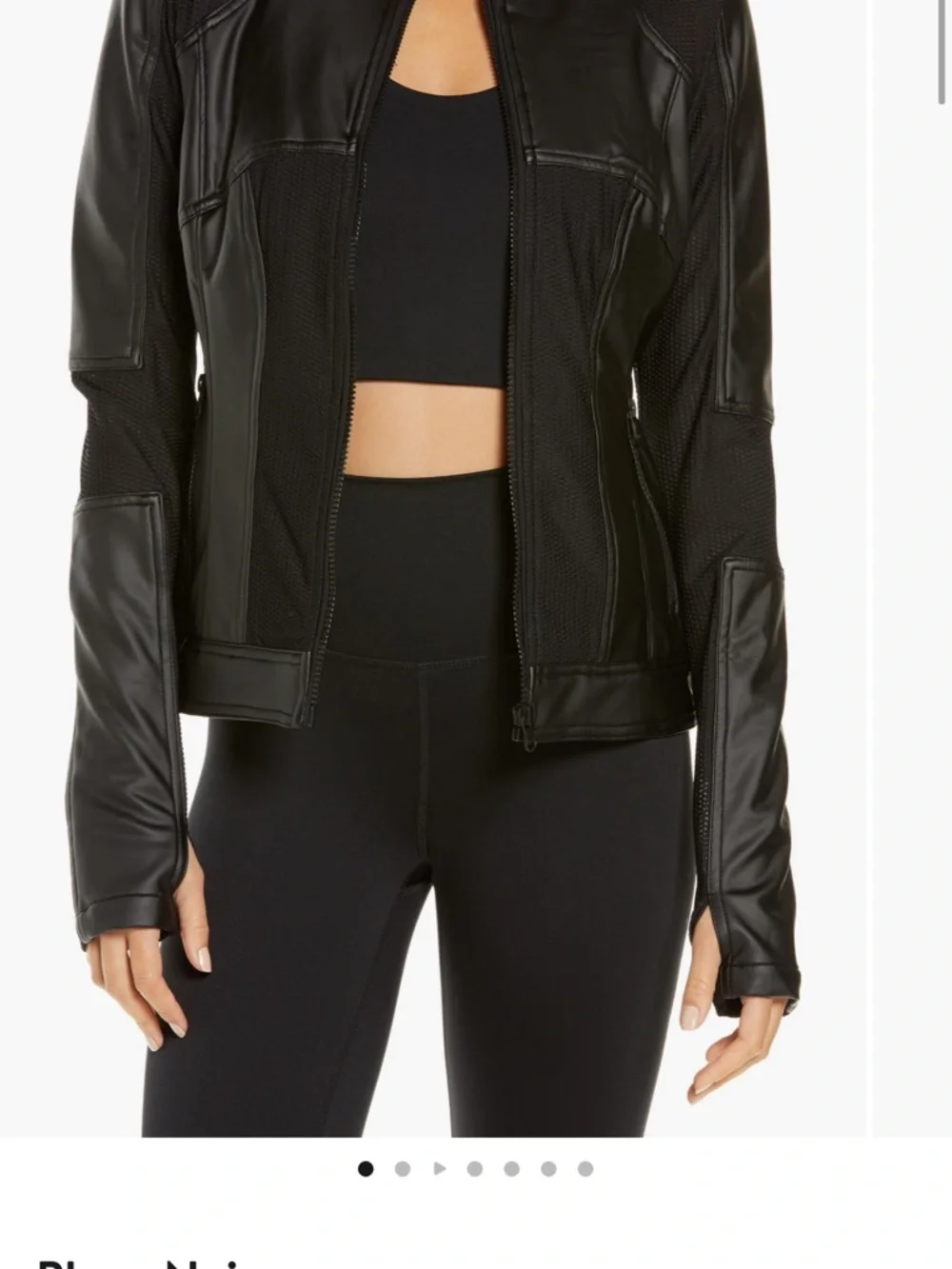 blanc noir Black Faux Leather Moto-Style Jacket - Picture 5 of 5